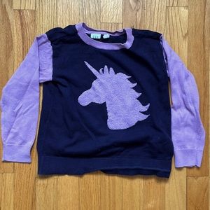 Gap Kids purple and blue unicorn cotton sweater